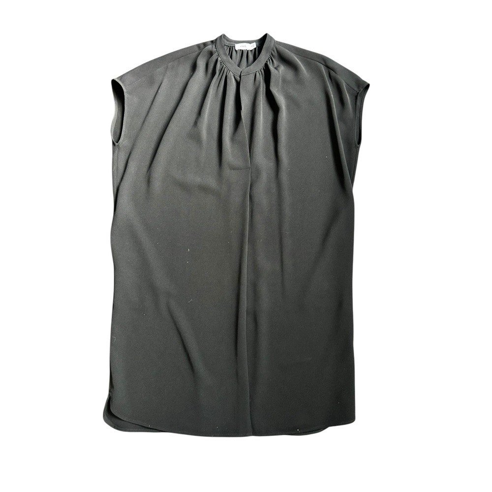 Vince Black Sleeveless Gathered Neck Dress Tunic Top XS